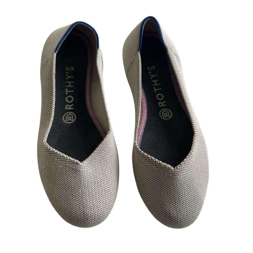 Rothy’s The Flat Round Toe Shoe Sz 8 Stretch Slip On Comfort Gray